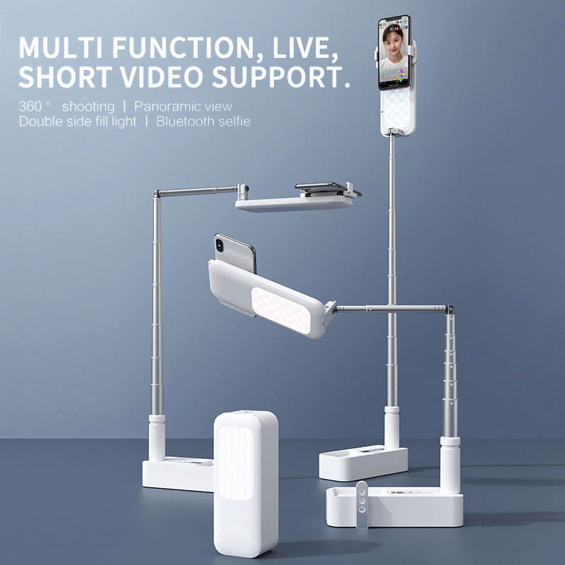 Portable Phone Holder Stand With Wireless Dimmable LED Selfie