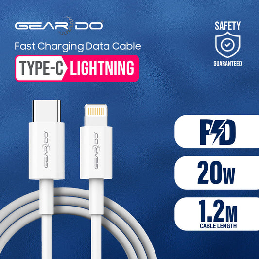 Geardo Premium Type C to Lightning Charging Data Cable 1.2m